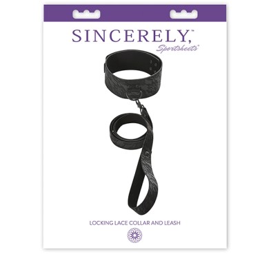 Obroża i smycz - Sportsheets Sincerely Locking Lace Collar & Leash